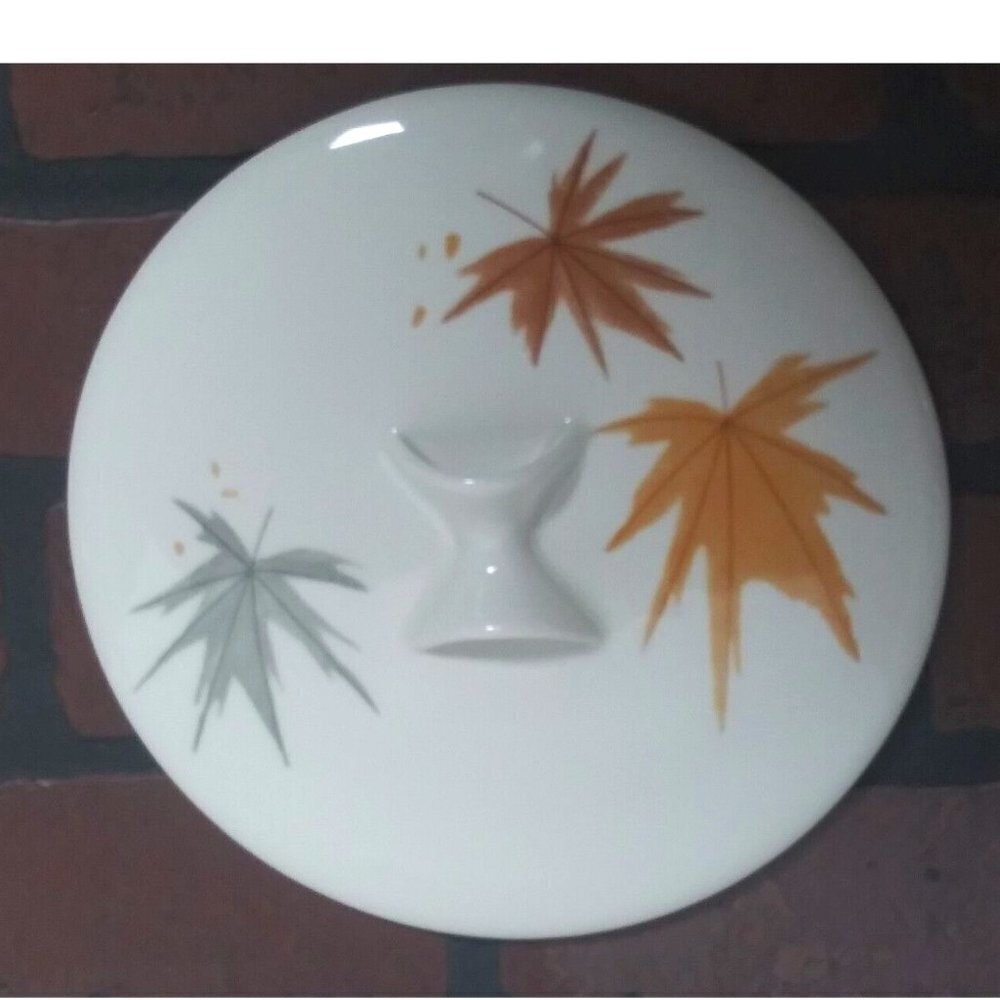 IROQUOIS CHINA BEN SEIBEL Autumn LEAVES skillet/casserole LID ONLY  7-7/8" EUC